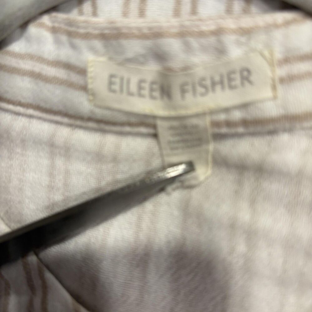 Eileen Fisher Tunic Blouse Womens Size Medium White Striped Button Front Top - Picture 2 of 7